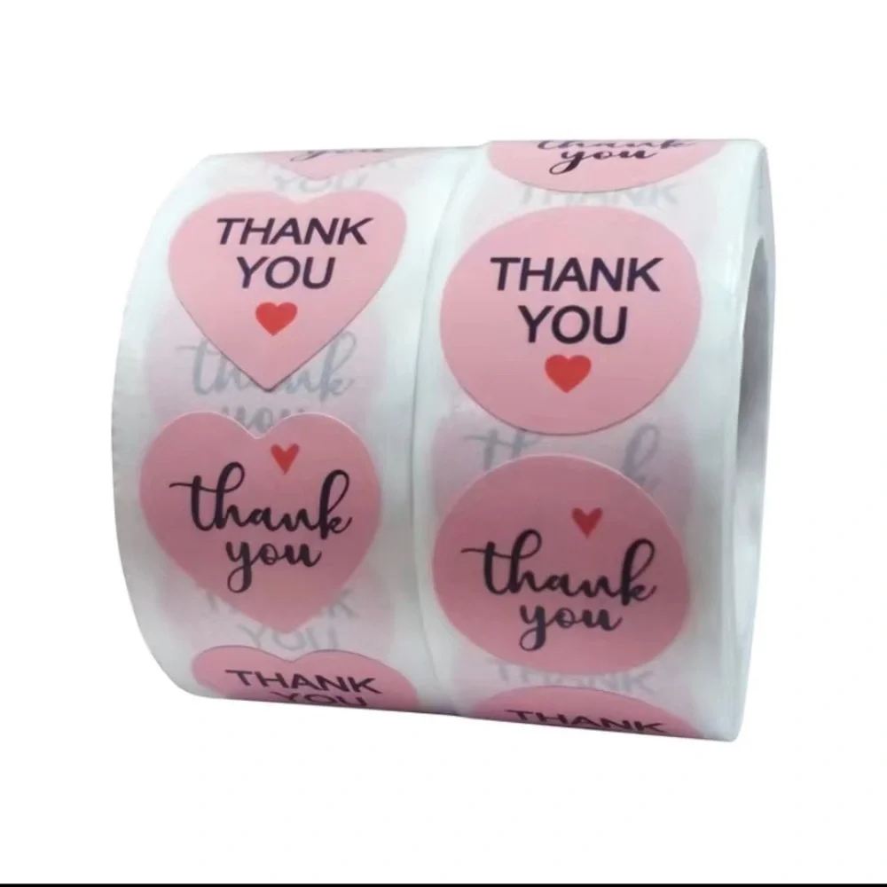500 pieces pink round shaped thank‎ you stickers